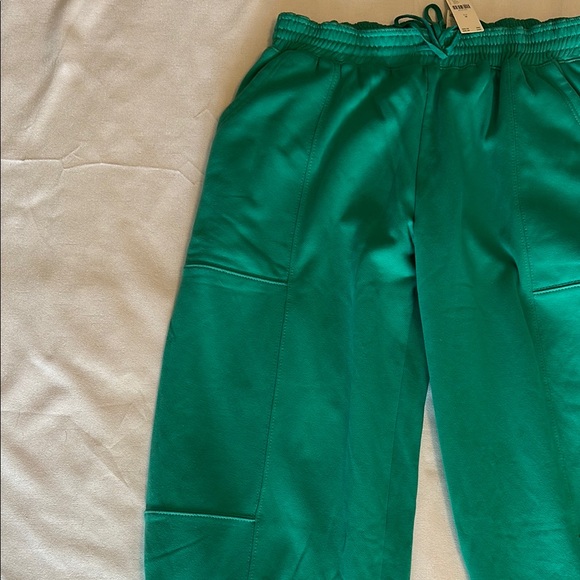 Anthropologie Green Track Joggers with Elastic Waistband - Picture 2 of 10